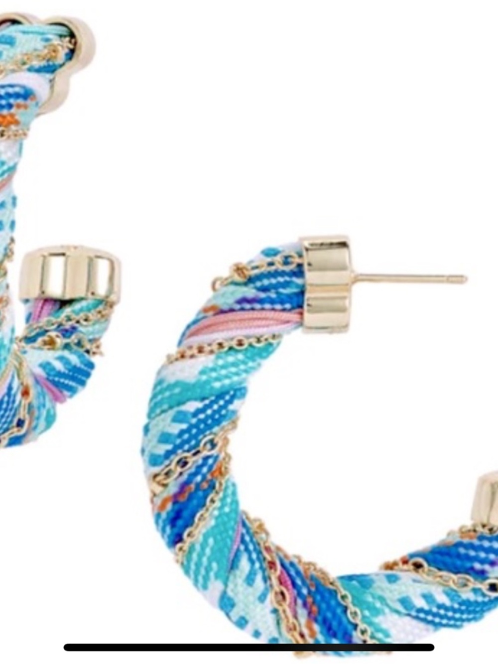 Kendra Scott Masie Multicolor Blue Aqua Twisted Corded Hoop Earrings NWT - Picture 10 of 10